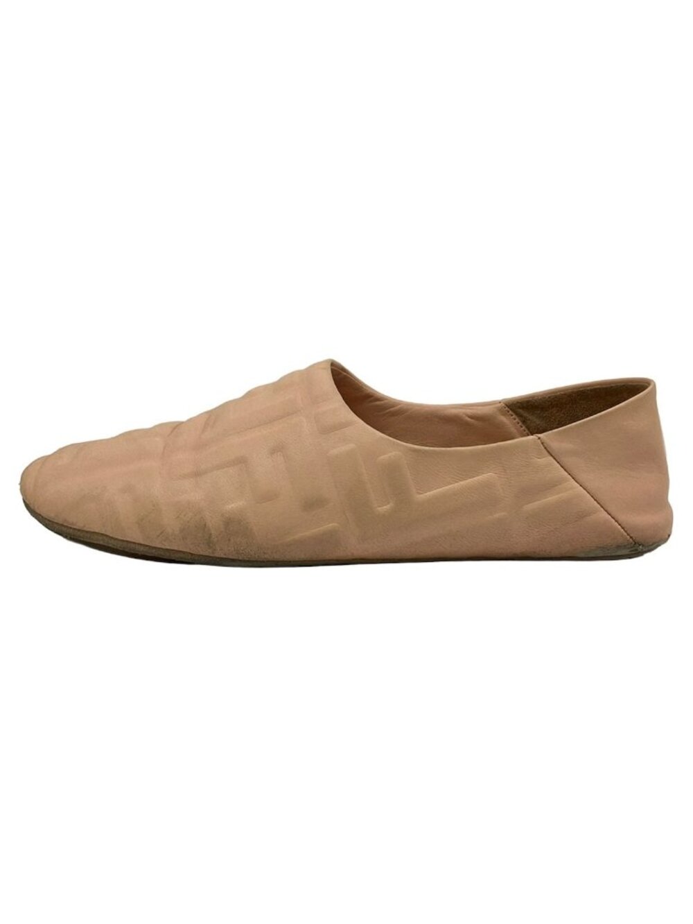Fendi Slip-on Light Pink Zucca Pattern Embossed Leather Slippers